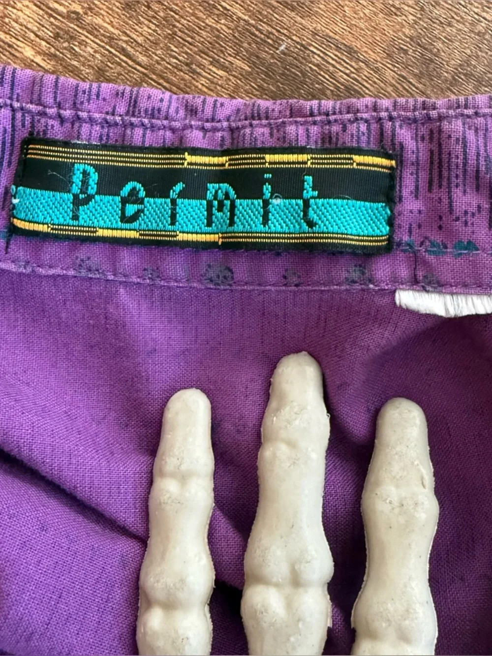 Vintage 80s Purple Abstract Striped L/S Button Down Shirt ~ Size Large - Picture 7 of 7